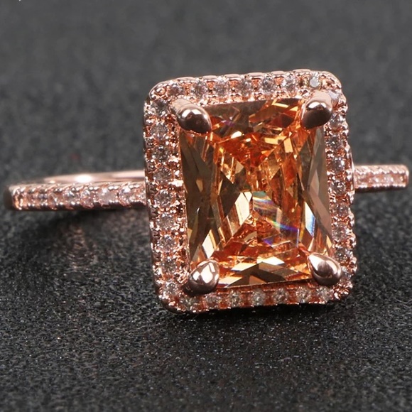 18K rose gold plated diamond ring - Picture 3 of 5